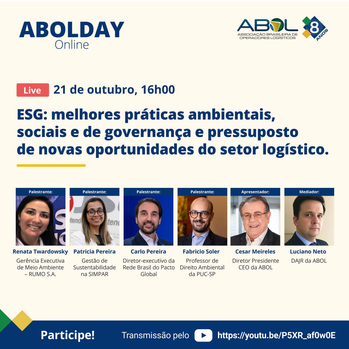  "ABOL DAY: ESG - melhores práticas ambientais, sociais e de governança e pressuposto de novas oportunidades do setor logístico"