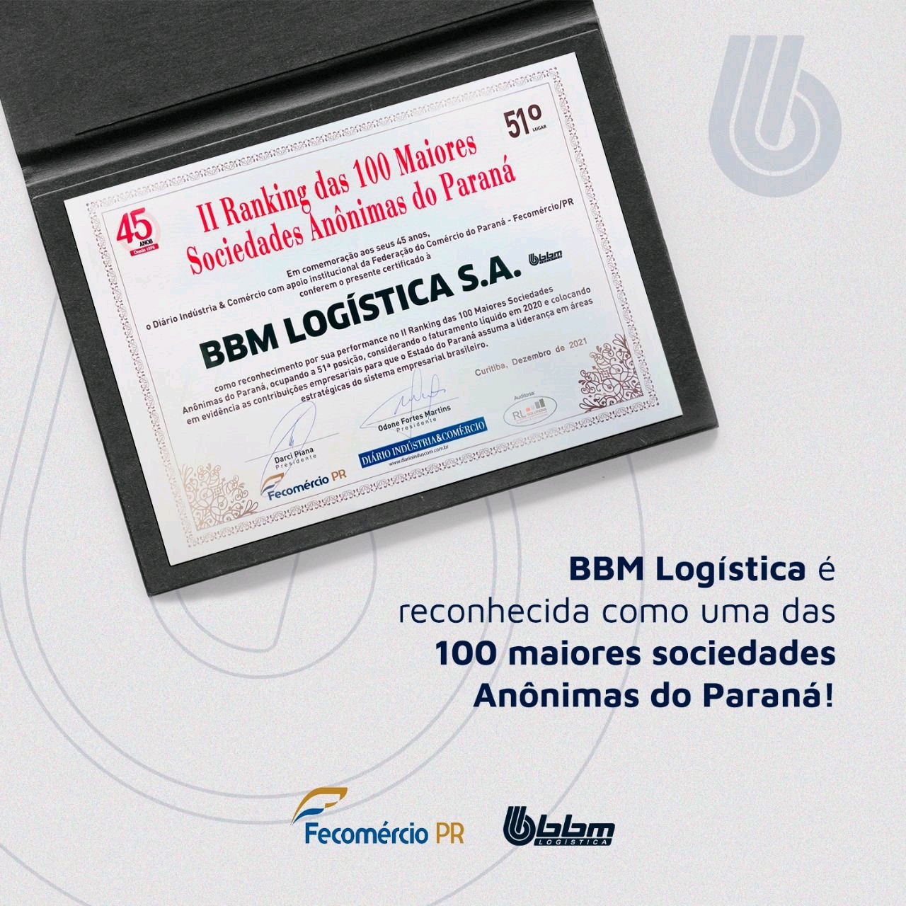  BBM recebe certificado no Paraná
