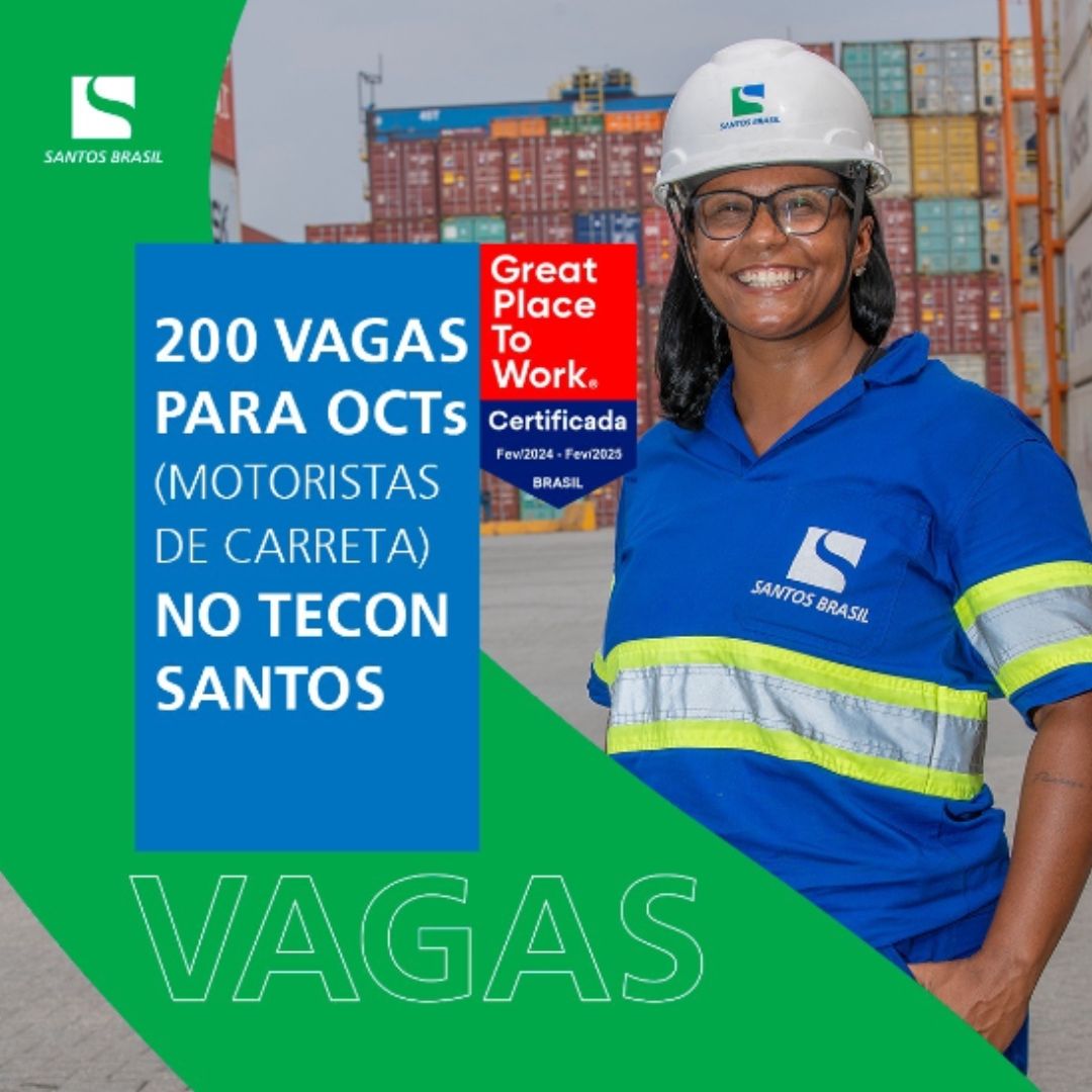  Santos Brasil tem 200 vagas de trabalho abertas no Tecon Santos