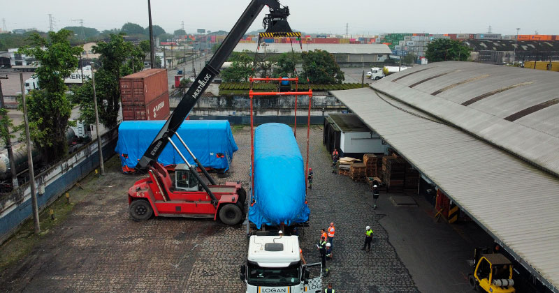  Multilog realiza transporte do 1º trem da Linha 17-Ouro da BYD